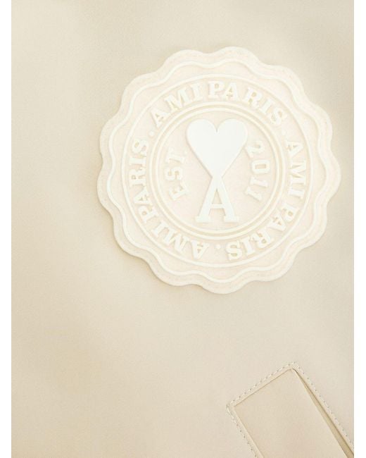 AMI Natural Logo Patch Varsity Jacket for men