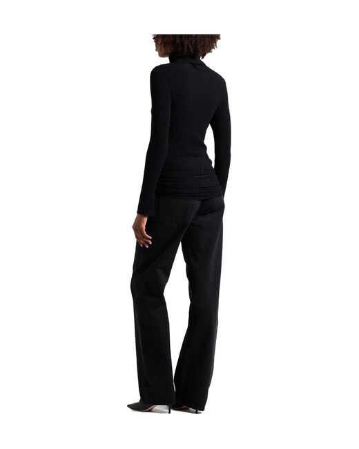 MM6 by Maison Margiela Black Plain Colour Denim Trousers