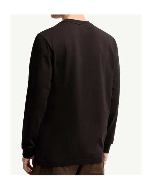Moncler Black Logo Cotton Jersey Long Sleeve T-Shirt for men