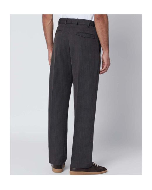 Pt Pantaloni Black Pt Torino Pinstripe Wool Trousers for men