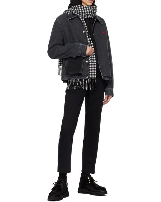 AMI Black Drop-Shoulder Drawstring Hoodie for men