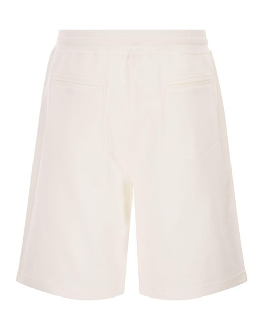 Brunello Cucinelli White Zip-Pocket Drawstring Shorts for men