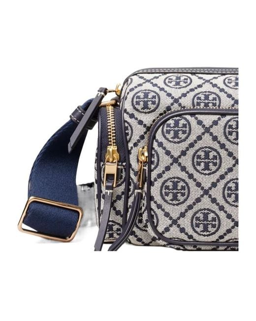 Tory Burch Blue Logo-Print Shoulder Bag