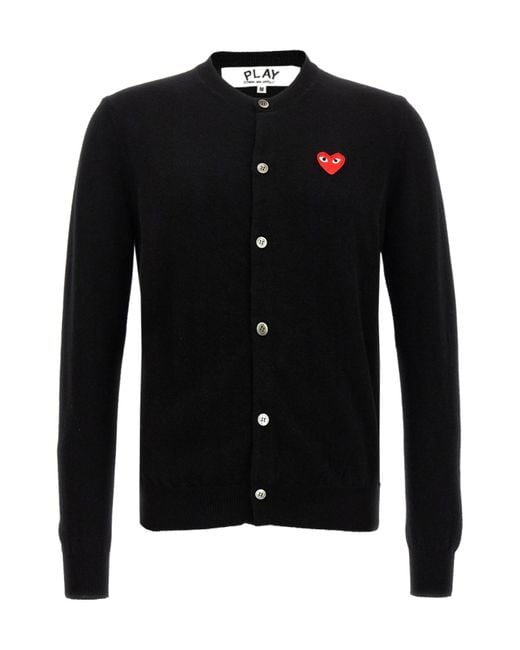 COMME DES GARÇONS PLAY Black Heart-Logo Button Cardigan for men