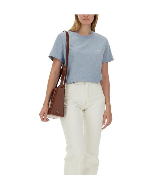 A.P.C. Blue Logo Printed Crewneck T-Shirt