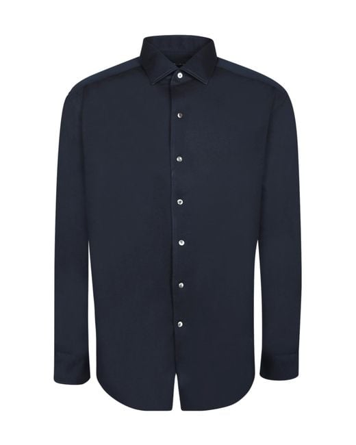 Zegna Blue Long Sleeved Buttoned Classic Shirt for men