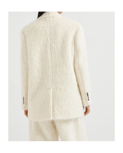 Brunello Cucinelli White Faux-Fur Blazer