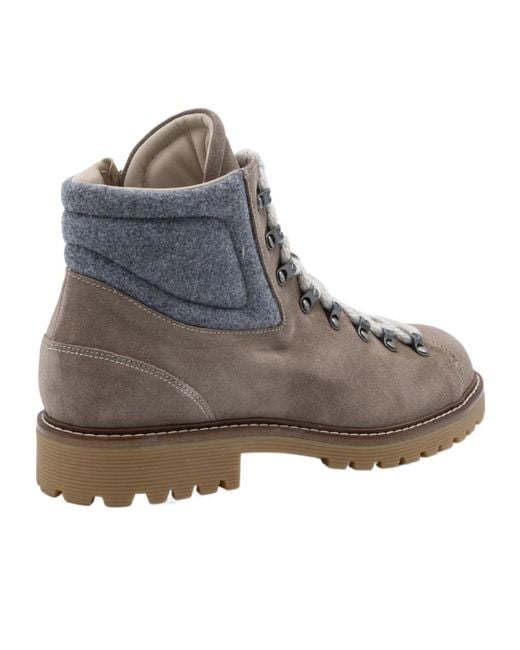 Eleventy Gray Padded Lace-Up Boots for men