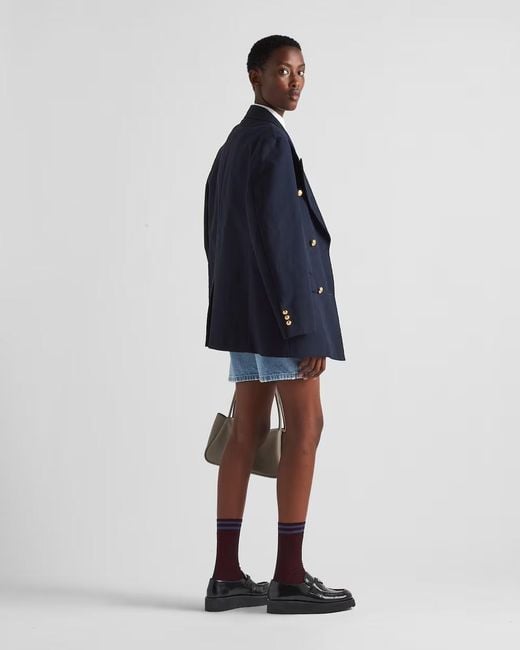 Prada Blue Double-Breasted Cotton Satin Jacket