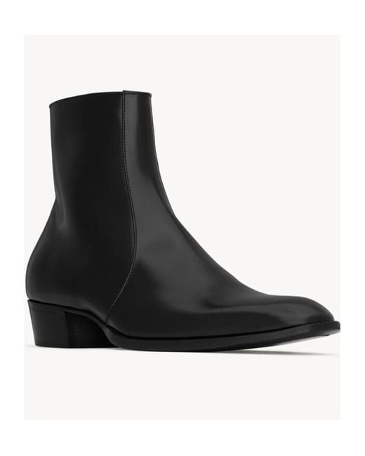 Saint Laurent Black Leather Roman Ankle Boots for men