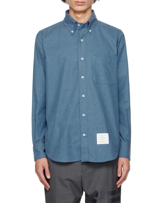 Thom Browne Blue Striped Detail Shirt for men