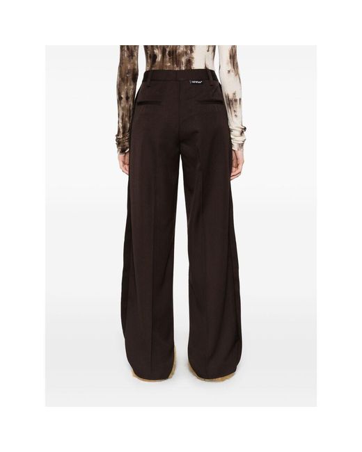 Off-White c/o Virgil Abloh Black Pleat Detailed Wide Leg Trousers