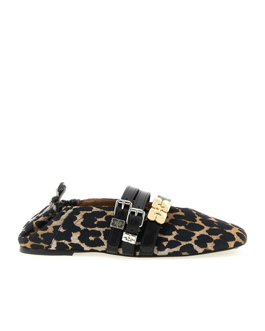 Ganni Black 'Sue Triple' Ballet Flats