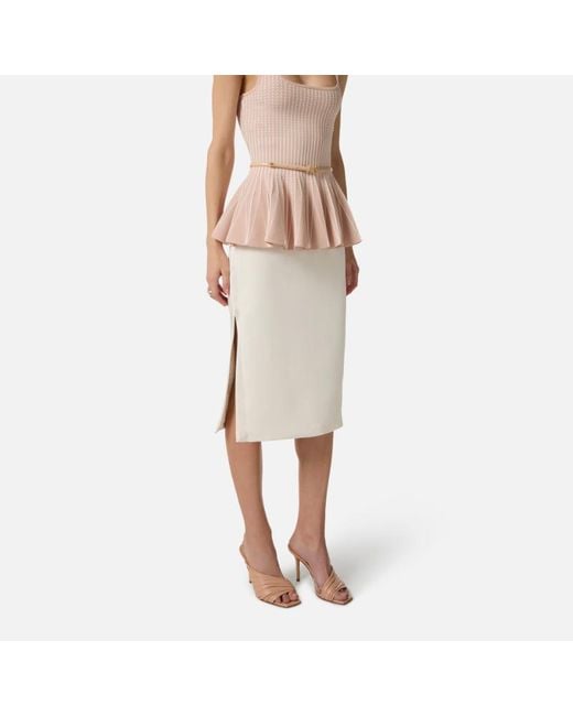 Elisabetta Franchi White Slim Fit Midi Skirt