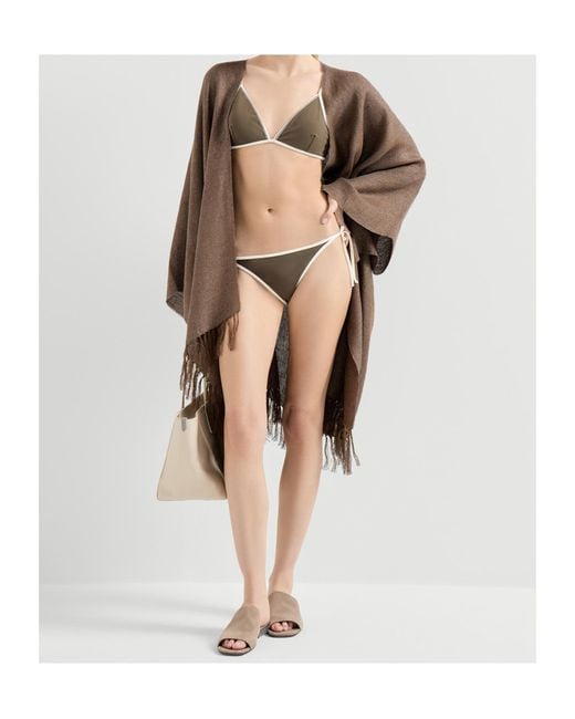 Brunello Cucinelli Gray Monili Detailed Bikini Top
