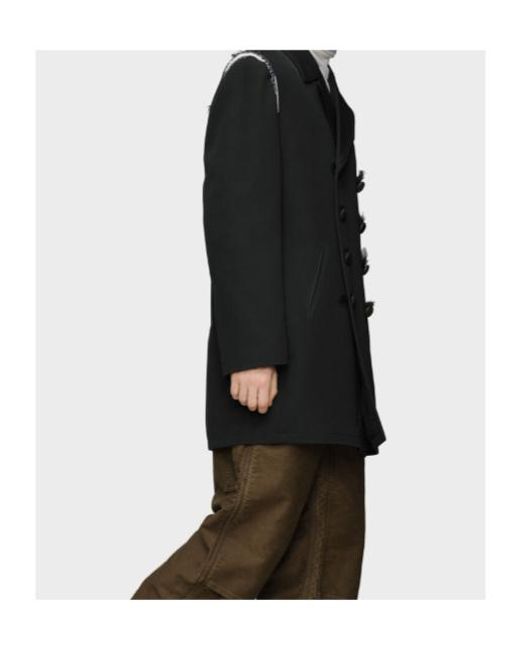Maison Margiela Black Double-Breasted Frayed Detail Jacket for men