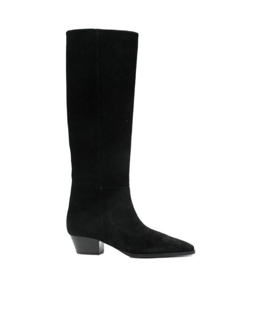 Aeyde Black Knee-High Block-Heeled Boots