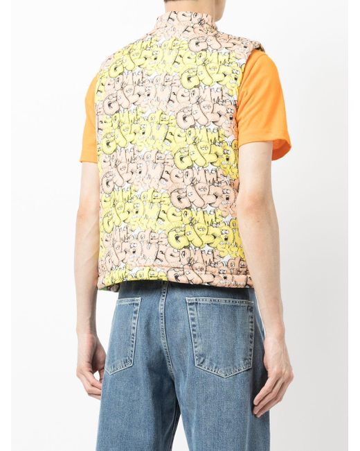 Comme des Garçons Metallic Logo-Print Padded Gilet for men
