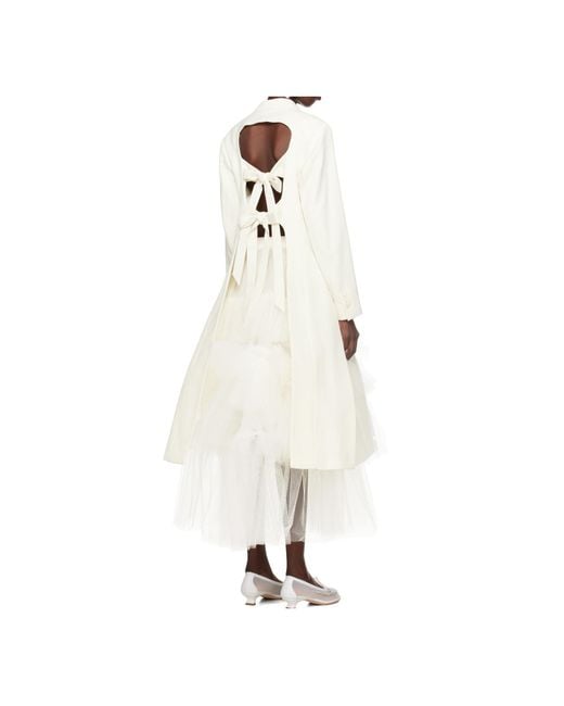 Simone Rocha White Cut-Out Bow Detail Coat
