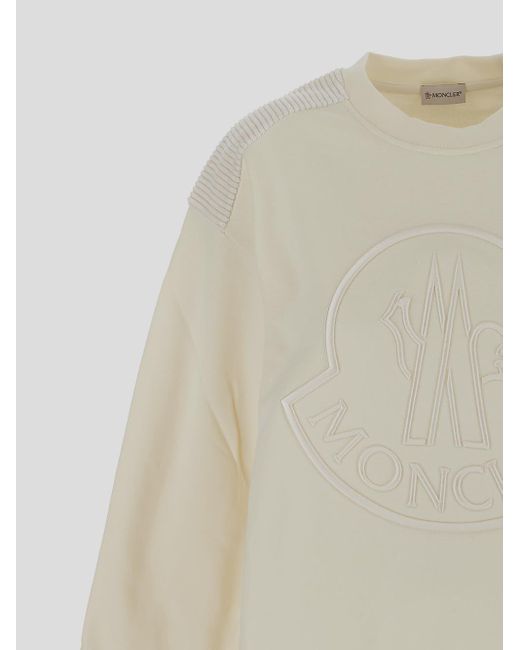 Moncler White Logo Embroidered Crewneck Sweatshirt