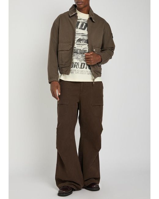 Stone Island Brown Patch Pocket Denim Bomber Jacket for men