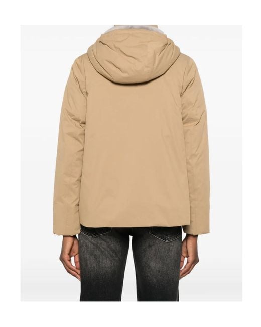K-Way Natural Marlette Hooded Logo-Patch Jacket
