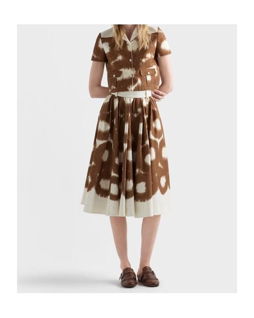 Prada Brown Pattern-Printed Short-Sleeved Shirt