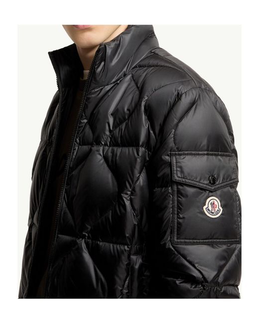 Moncler Gray Asurel Geometric Quilted Short Down Jacket for men