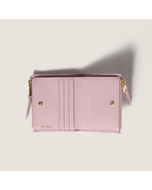 Miu Miu Pink Matelassé Nappa Leather Small Wallet