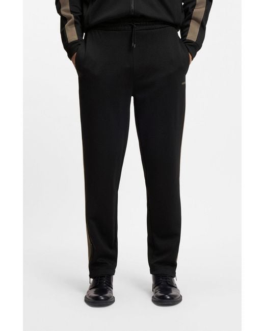 Boss Black Side-Stripe Drawstring Sweatpants for men