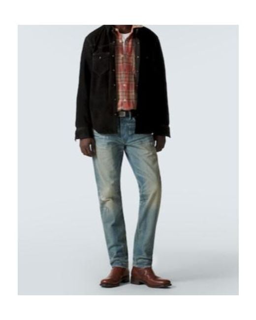 RRL Black Suede Western Shirt for men