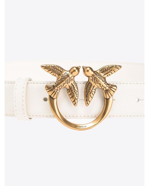 Pinko White Lovebird Metal Buckle Belt