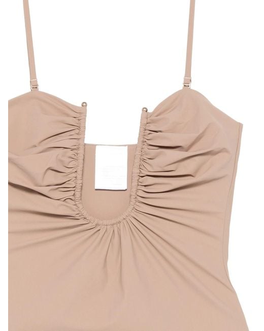Christopher Esber Natural Arced Ruched One-Piece Swimwear