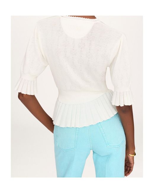 Chloé White Chloé Cropped Ruffled Knit Jumper