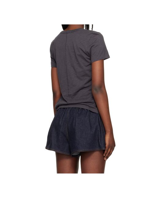 Rag & Bone Blue Slub-Texture V-Neck T-Shirt