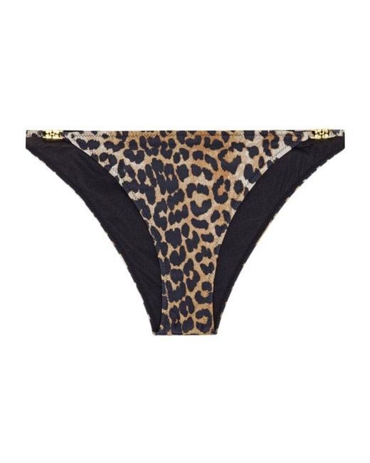 Ganni Black Recycled Leopard Printed Emblem Mini Briefs