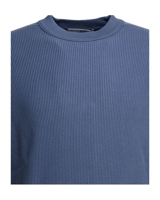 Stone Island Blue Ribbed Patch Sweater for men