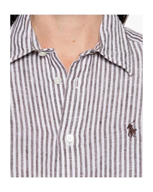Polo Ralph Lauren White Striped Linen Shirt