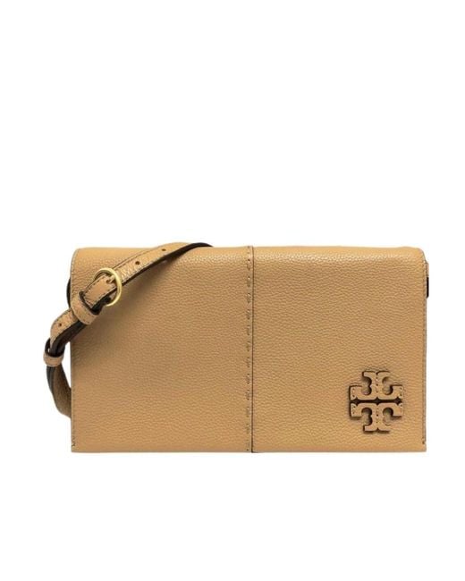 Tory Burch Natural Logo Plaque Shoulder Bag