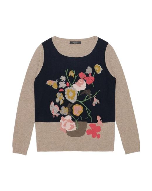 Weekend by Maxmara Blue Round-Collar And Long-Sleeved Pullover