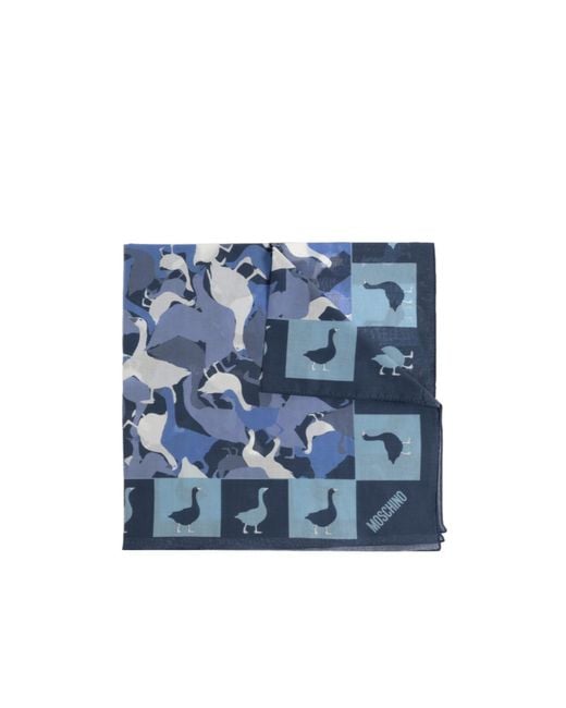 Moschino Blue Animal Print Scarf for men