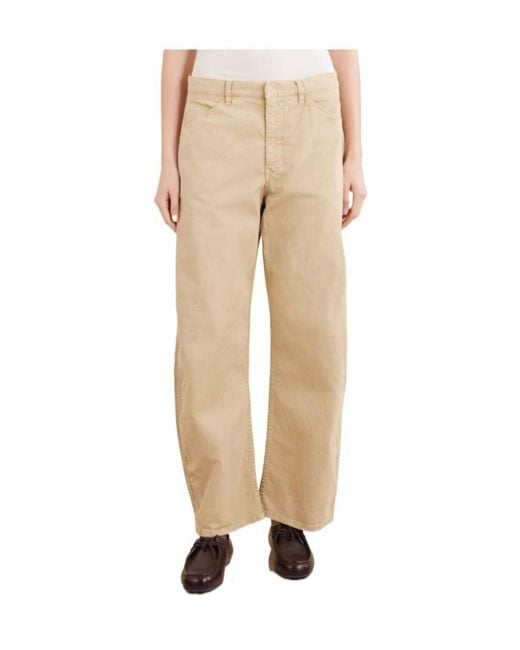 Nili Lotan Natural Tribeca Twill Barrel-Leg Pants