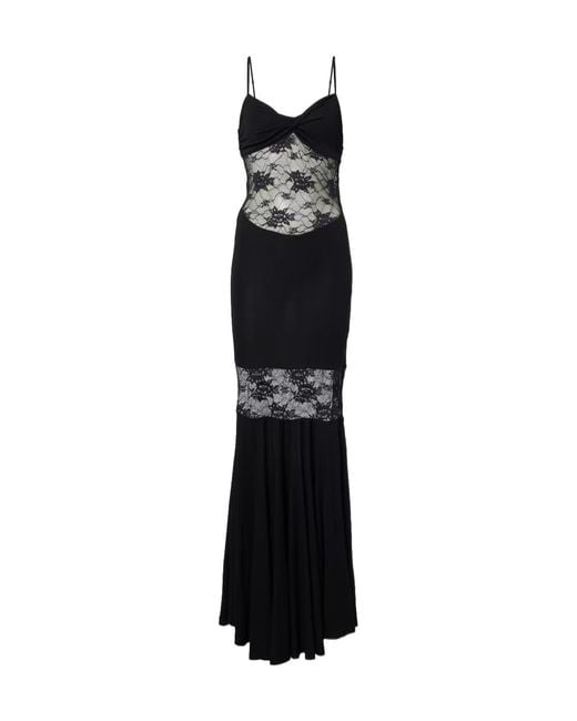Nina Ricci Black Paneled Lace Gown