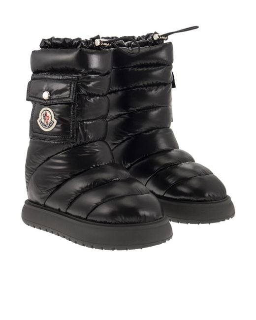 Moncler Black Logo Motif Patch Puffer Boots