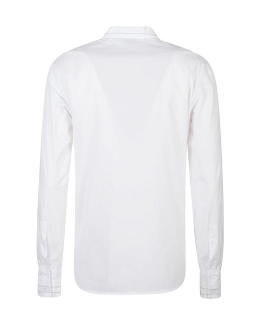 Peserico White Long-Sleeved Curved Hem Shirt