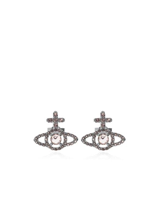 Vivienne Westwood White Saturn Earrings