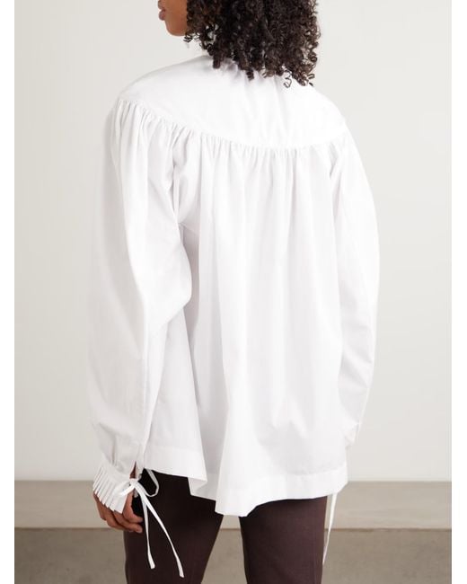 Dries Van Noten White Tie-Up Ruffled Shirt