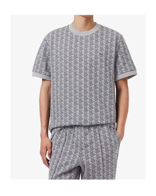 Lacoste Gray Geometric Pattern T-Shirt for men