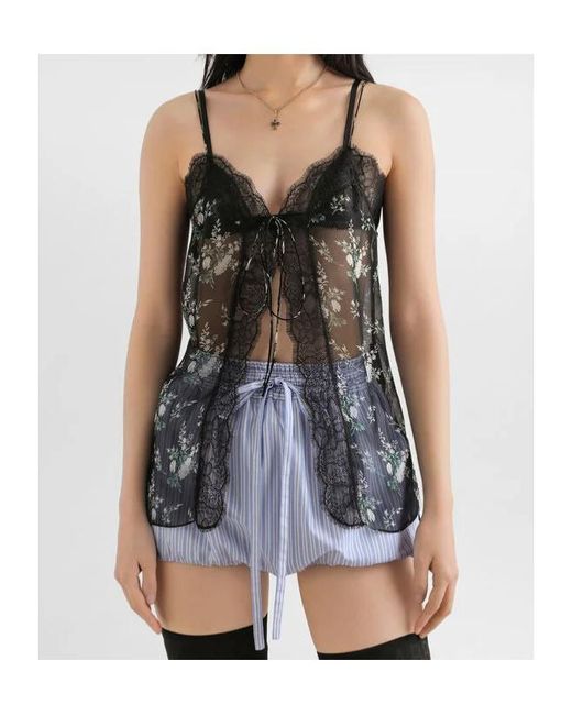 Dolce & Gabbana Black Lace Panel Floral Top