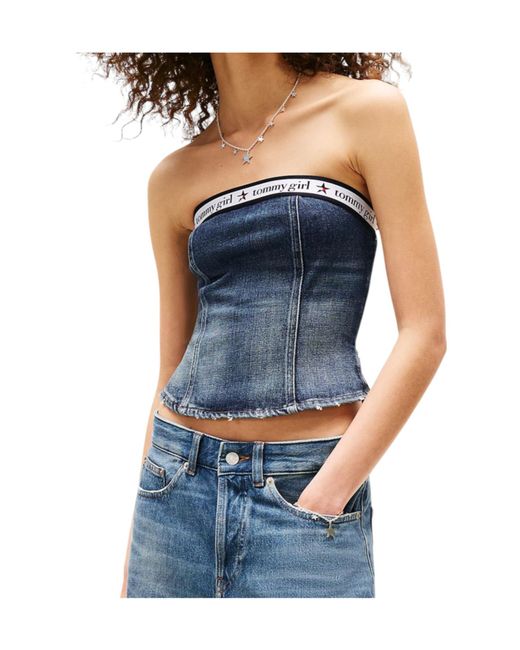 Tommy Hilfiger Blue Strapless Tube Top Vest